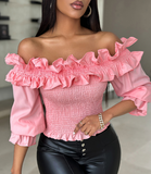 Pink Elegant Chain Pit Stripe Long Sleeved Top