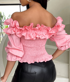 Pink Elegant Chain Pit Stripe Long Sleeved Top