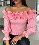 Pink Elegant Chain Pit Stripe Long Sleeved Top