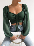 Long Sleeved Pit Stripe Patchwork Chiffon Tight Top