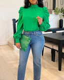 Design Women's Long Sleeve Puff Sleeve Shirt Top