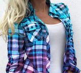 Long Sleeve Temperament Women'S Plaid Shirt