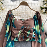 Puff Sleeve One-Shoulder Long-Sleeved Shirt Top