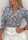Elegant Black Printed Long Sleeve Shirt