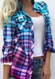 Long Sleeve Temperament Women'S Plaid Shirt