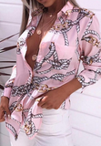 Women Chain Printing Long Sleeve Blouse