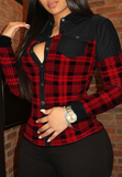 Elegant Single Breasted Long Sleeve Slim Fit V-Neck Button Pocket Shirt