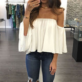 Sexy Off Shoulder Camisas Mujer Half Sleeve Ladies Tops