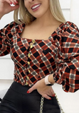 Temperament Long Sleeve Women's Plaid Shirt Top
