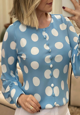Solid Color Long Sleeve Chiffon Slim Top
