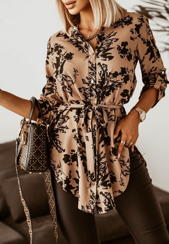 Fashion Print Long Sleeve Cardigan Shirt Top
