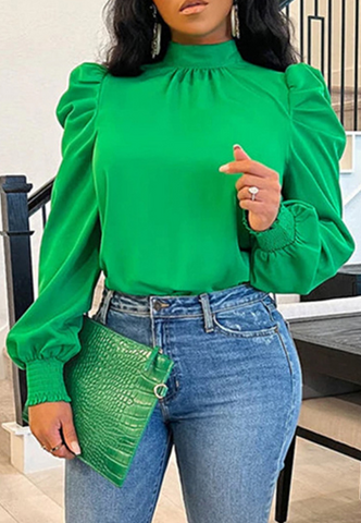 Design Women's Long Sleeve Puff Sleeve Shirt Top