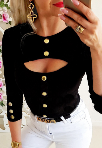 Solid Color Long Sleeve Sexy Shirt Tops
