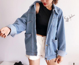Solid Color Long-Sleeved Denim Jacket