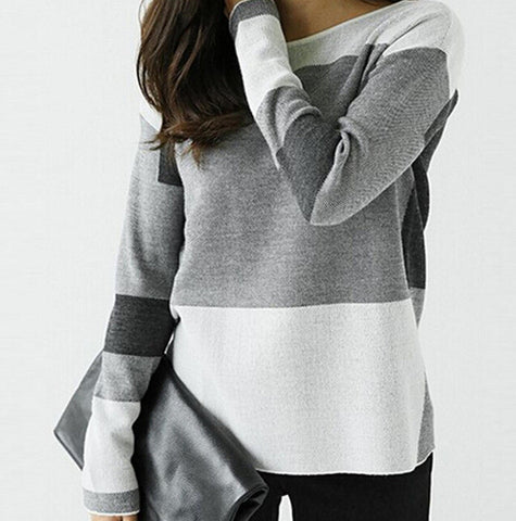 Casual round neck long-sleeved sweater