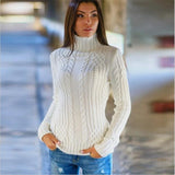 Fashion long-sleeved high-necked knit sweater