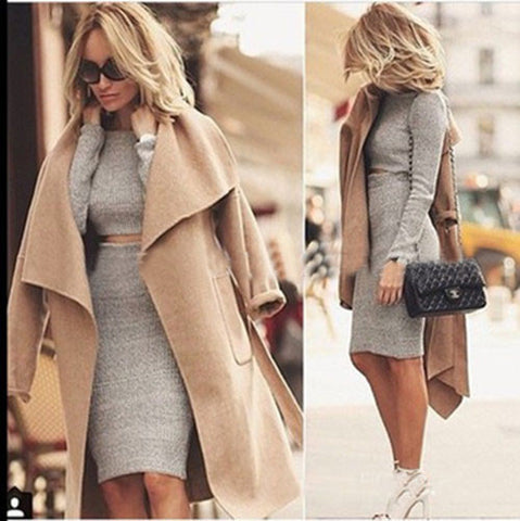 Fashion package hip knit two-piece dress