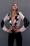 Sexy V-neck long-sleeved T-shirt