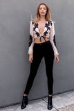 Sexy V-neck long-sleeved T-shirt