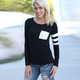 Round neck long sleeve T-shirt