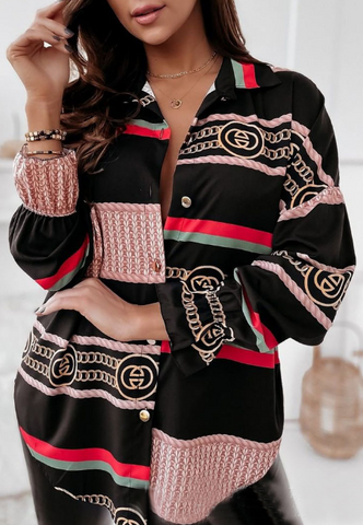 Elegant Women's Long Sleeve Printed Shirt