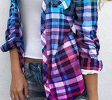 Long Sleeve Temperament Women'S Plaid Shirt