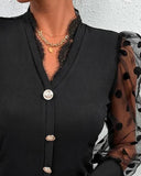 Solid Color Casual V-Neck Long Sleeve Shirt Top
