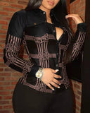 Elegant Single Breasted Long Sleeve Slim Fit V-Neck Button Pocket Shirt