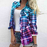 Long Sleeve Temperament Women'S Plaid Shirt