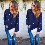 V-Neck Long-Sleeved Chiffon Shirt