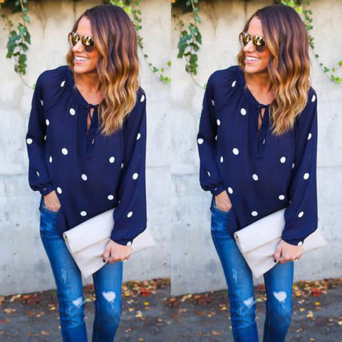 V-Neck Long-Sleeved Chiffon Shirt