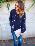 V-Neck Long-Sleeved Chiffon Shirt