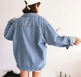 Solid Color Long-Sleeved Denim Jacket