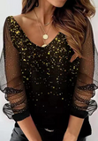 V-Neck Casual Loose Print Long-Sleeved T-Shirt