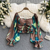 Puff Sleeve One-Shoulder Long-Sleeved Shirt Top