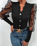 Solid Color Casual V-Neck Long Sleeve Shirt Top