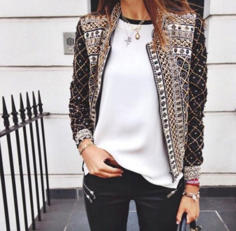 Casual long-sleeved black jacket