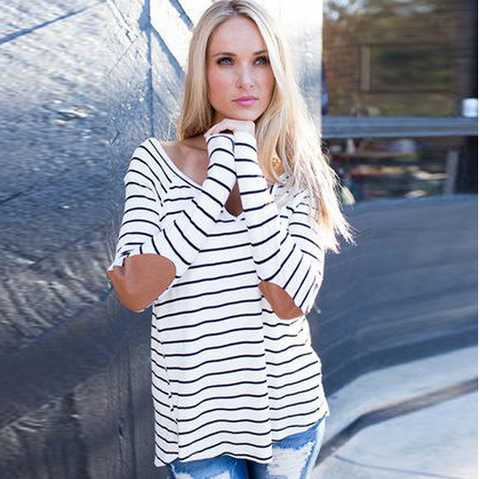 Fashion V-neck long-sleeved T-shirt