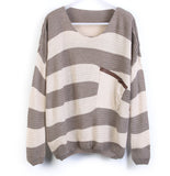 Loose Stitching Striped Sweater