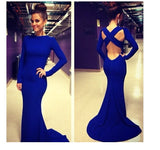 Gorgeous Blue Cross Back Long Mermaid Dress