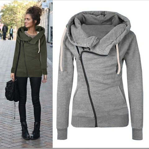 Women hoodies sweatshirts zipper Long Sleeve Warm Female Hoodies