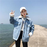 Winter Vintage Denim Jacket Women Thicken Lamb Fur Warm Fleece Jeans Womens Jackets Coat Boyfriend Windbreaker Parka Casaco
