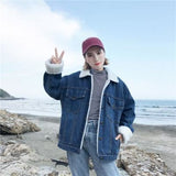 Winter Vintage Denim Jacket Women Thicken Lamb Fur Warm Fleece Jeans Womens Jackets Coat Boyfriend Windbreaker Parka Casaco