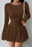 Women'S Solid Color Slim Temperament Long Sleeved Dress