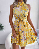 Women'S Temperament Ruffled Floral Dress