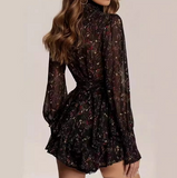 Temperament High Waist Long-Sleeved Dress