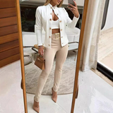 Temperament White Long Sleeved Slim Jacket