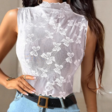 Temperament Mesh Sleeveless Vest Tops Shirt