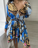 Women Long Sleeve Fashion Printed Dress
