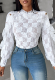 Design Jacquard Slim Long Sleeve Top